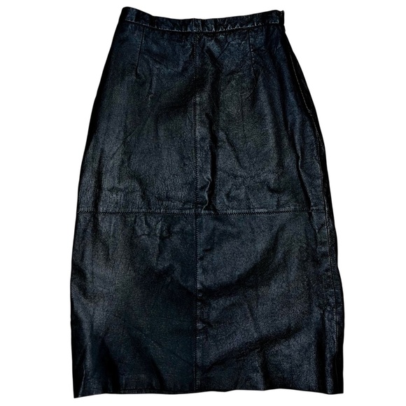 Terry Lewis Midi Length 100% Leather Skirt size 6 - Picture 2 of 6